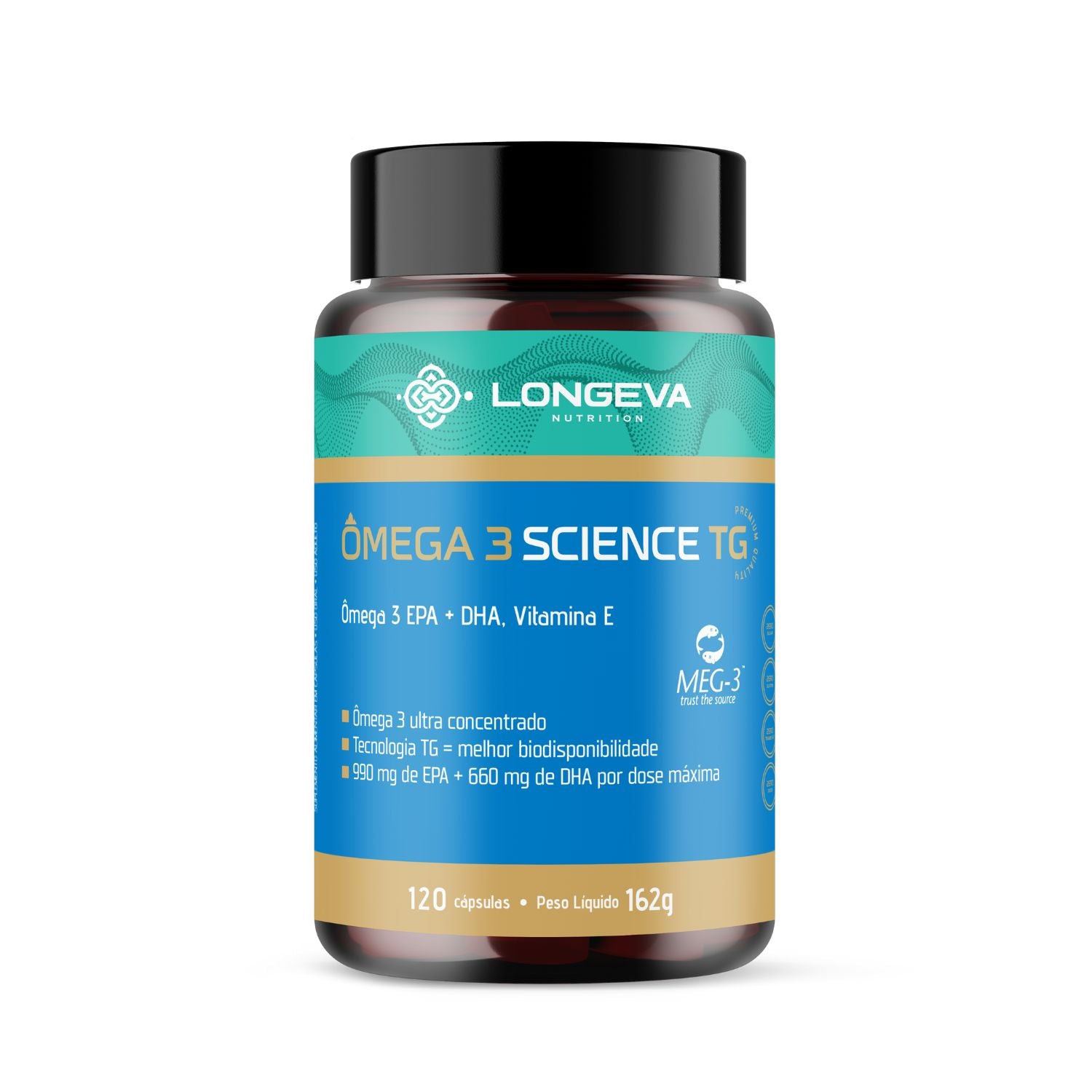 LONGEVA | Ômega 3 Science TG (120 cápsulas) - Alta Pureza e