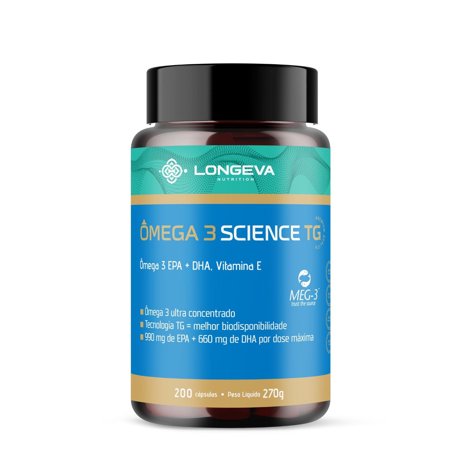 LONGEVA | Ômega 3 Science TG Big Size (200 cápsulas) - Alta Pureza