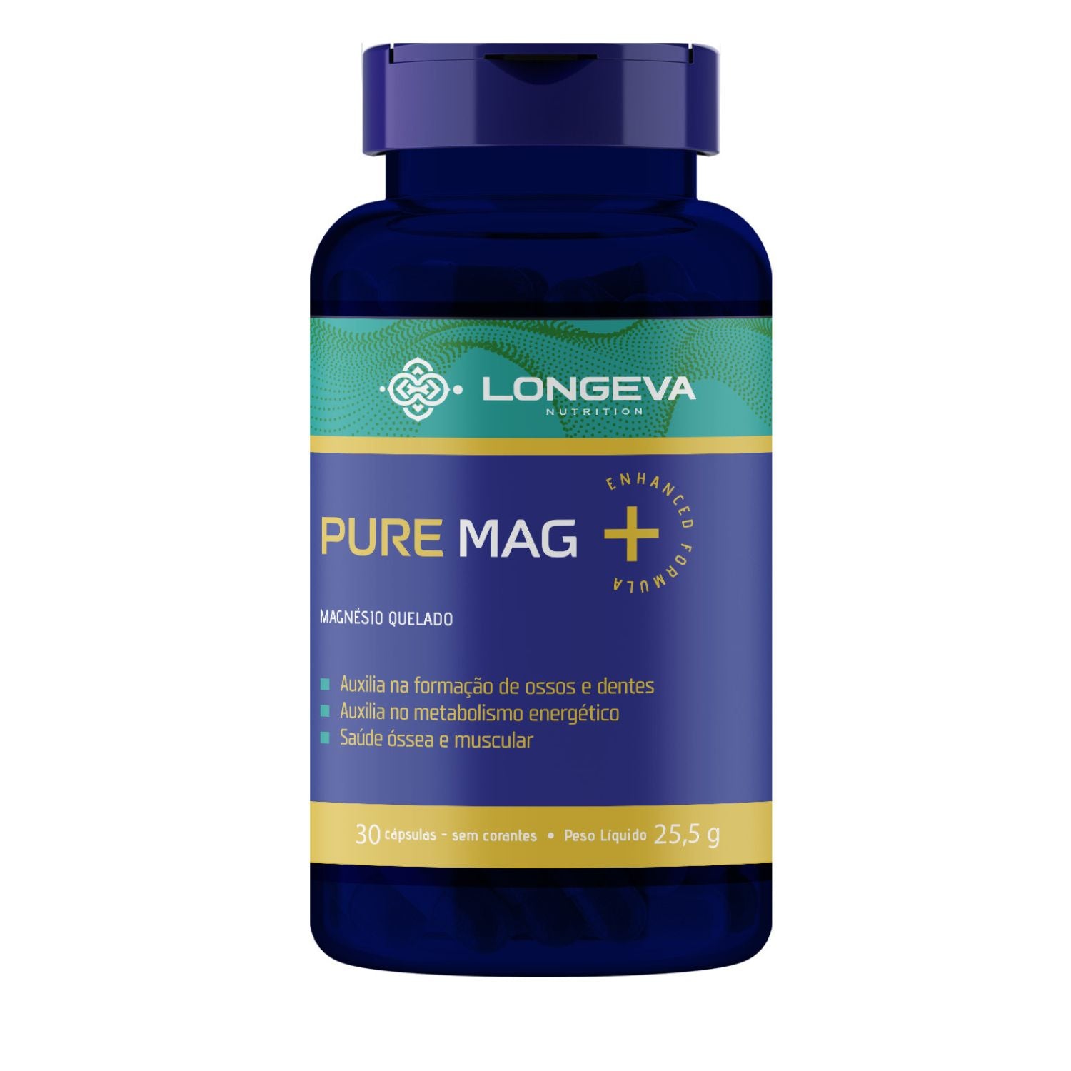 LONGEVA | Pure Mag - Magnésio Quelado para Sono e Intestino (30