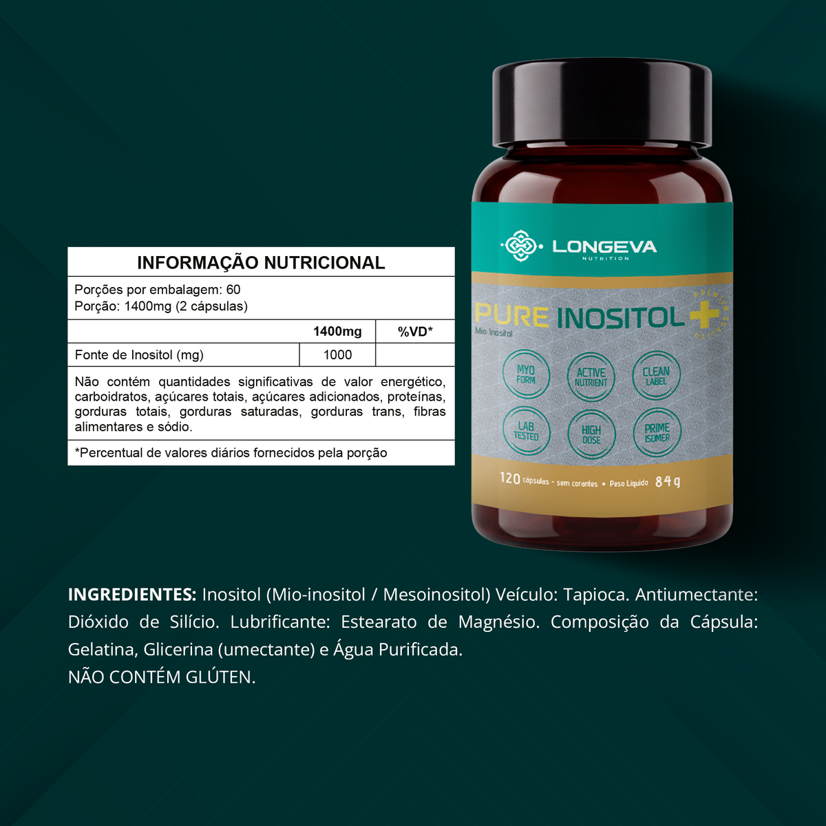 LONGEVA | Pure Inositol (120 Cápsulas)