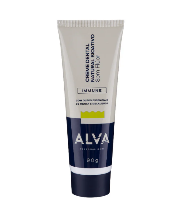 ALVA | Creme Dental Sem Flúor Menta e Melaleuca Vegano (90 Gramas)