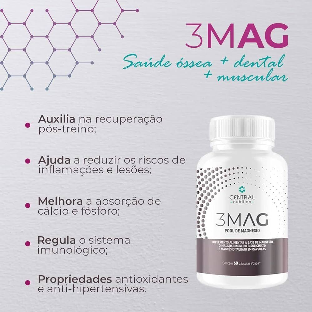 CENTRAL NUTRITION | 3MAG Trio Pool de Magnésio (90 cápsulas)