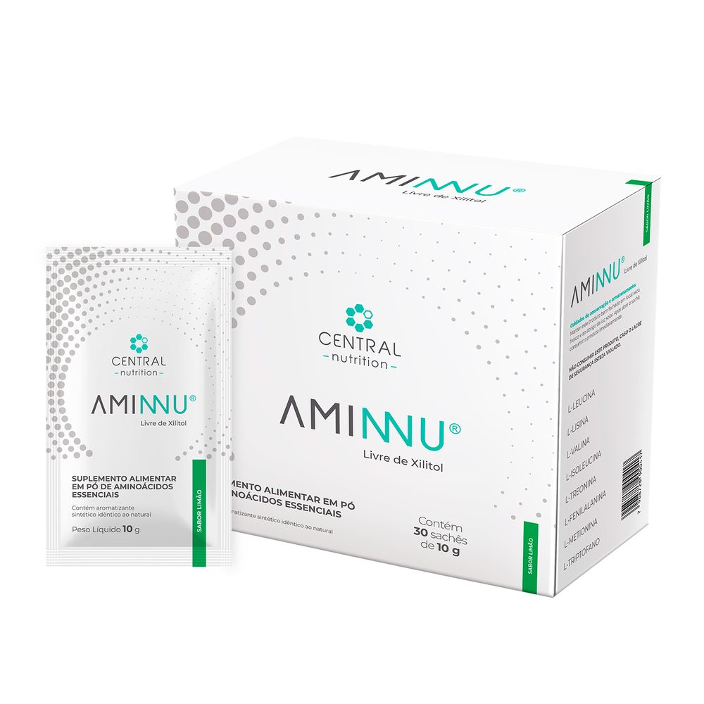 CENTRAL NUTRITION | Aminnu Sem Xylitol Sabor Limão (30 Sachês de 10 gramas cada)
