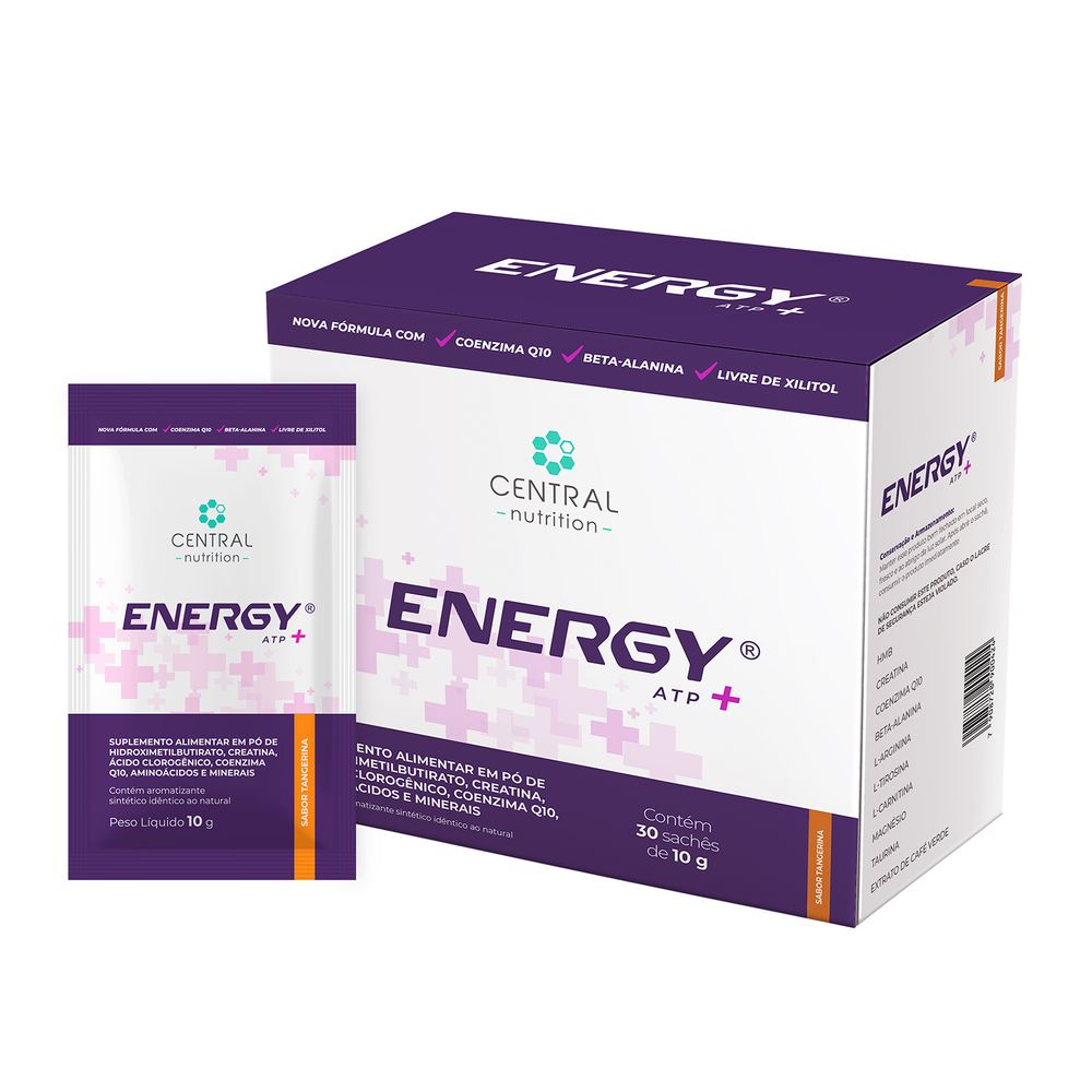 CENTRAL NUTRITION | ENERGY ATP Sabor Tangerina NOVO (30 sachês de 10 gramas cada)