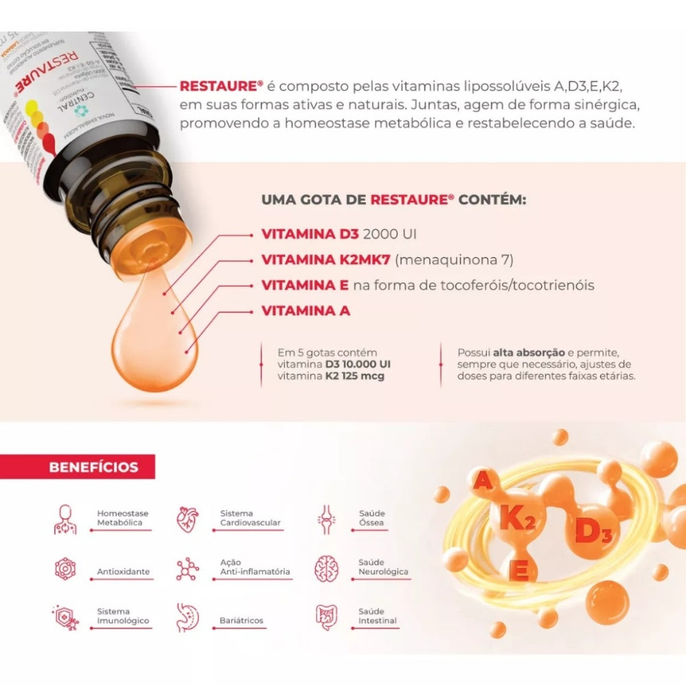 CENTRAL NUTRITION | RESTAURE - Vitamina D3 + K2 (15 ml)