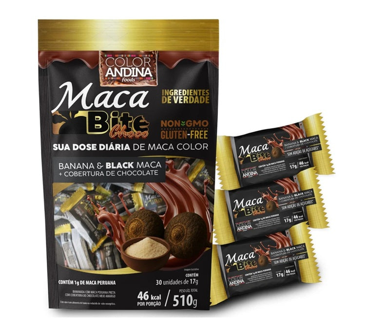 COLOR ANDINA | Maca Bite - Maca Negra (Pouch com 30 Unidades de 17 Gramas Cada)