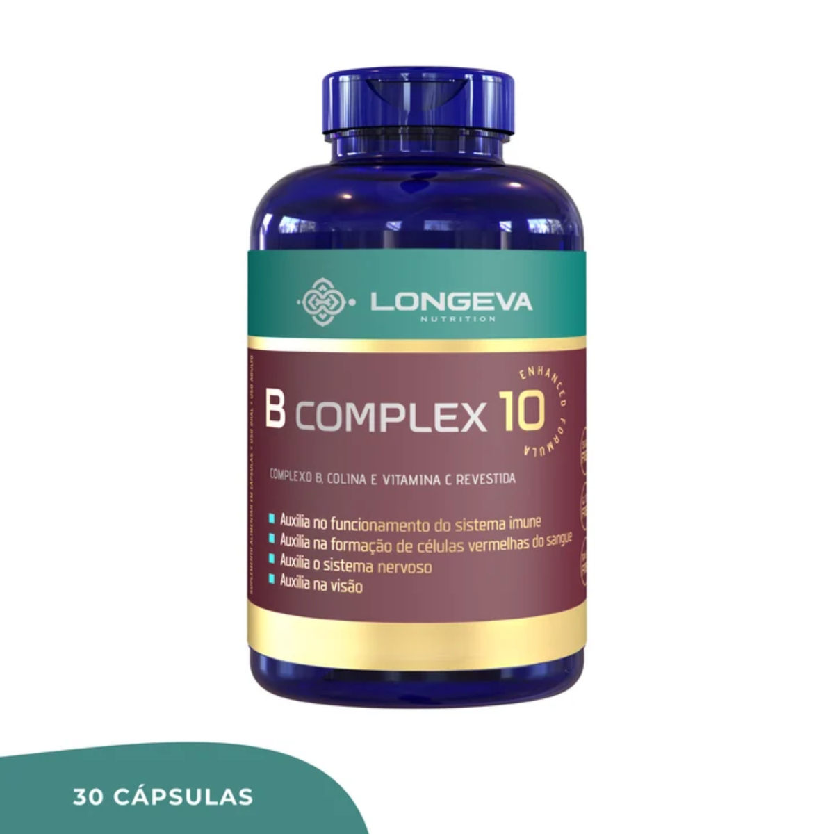 LONGEVA | Complexo B com Colina e Vitamina C - Metabolismo e Saúde Cerebral (30 Cápsulas)