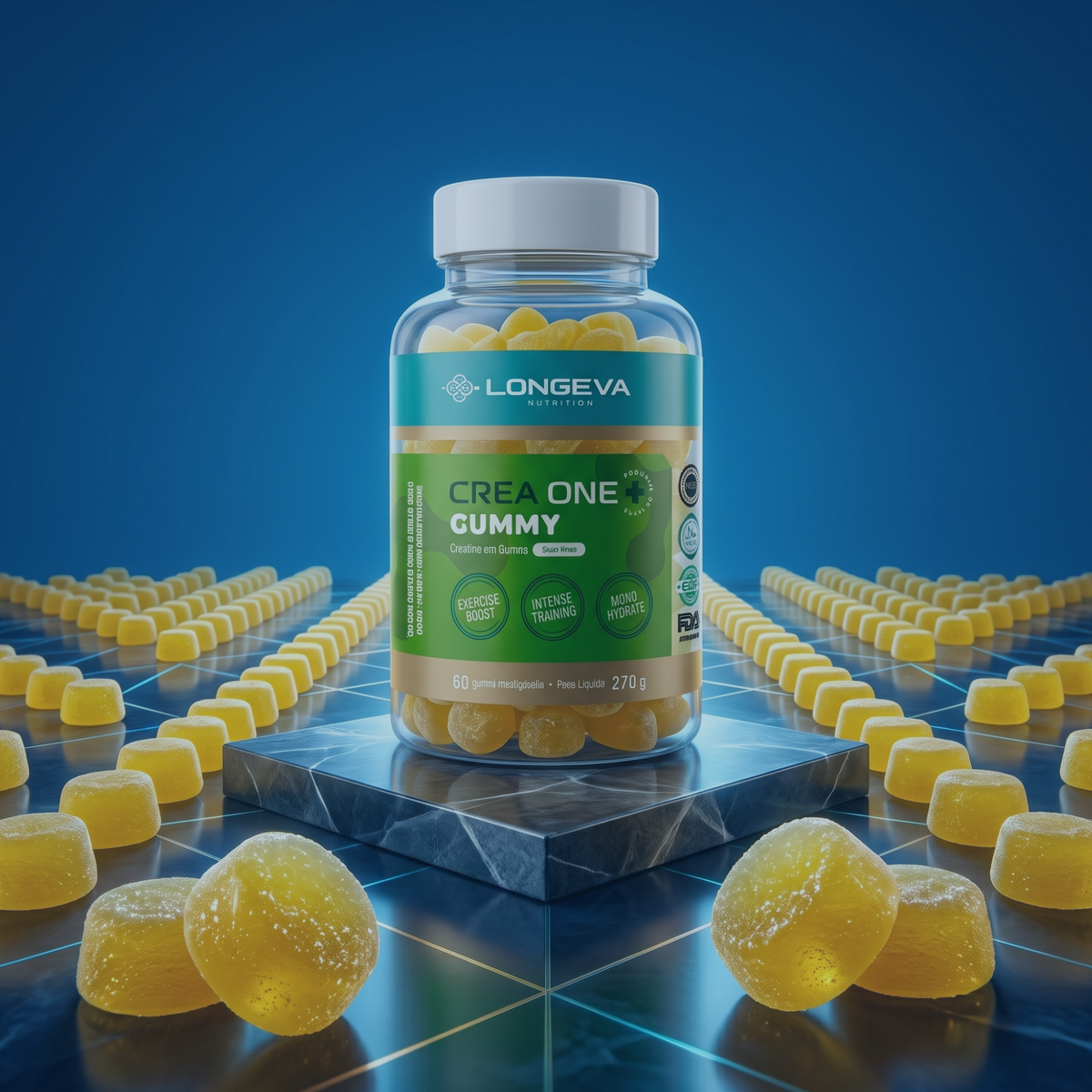 LONGEVA | Gummy Creatina Sabor Limão (60 Gomas)