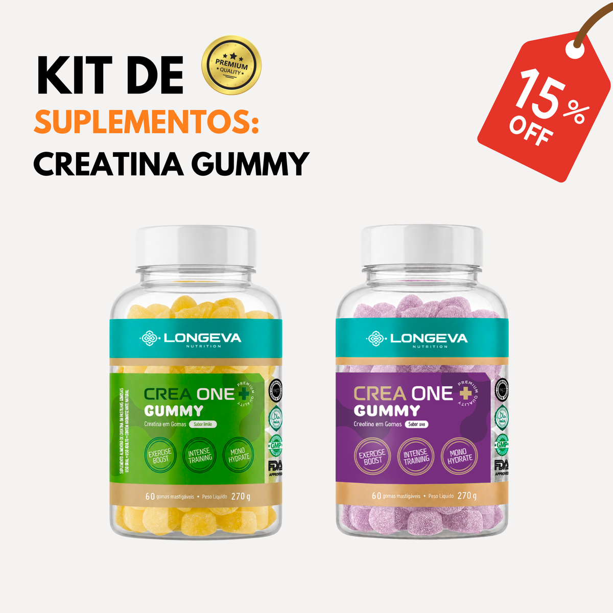 Kit Longeva Creatina em Gummy