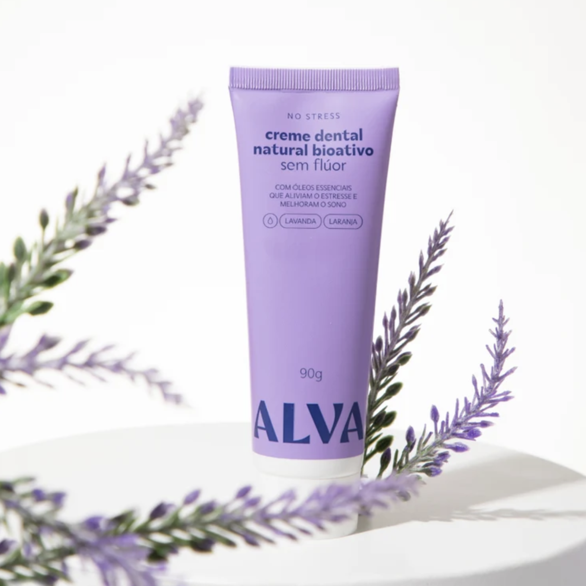ALVA | Creme Dental Sem Flúor Lavanda e Laranja Vegano (90 Gramas)