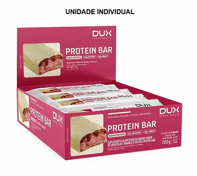 DUX | Barra de Proteína Sabor Chocolate Branco e Frutas Vermelhas (60 Gramas)