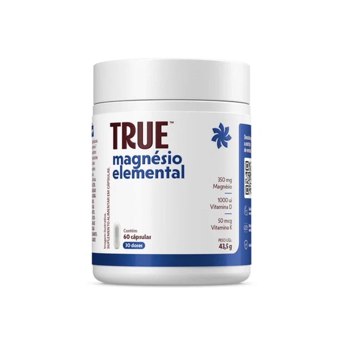 TRUE | Elemental Magnésio com K2 e D3 (60 Cápsulas)