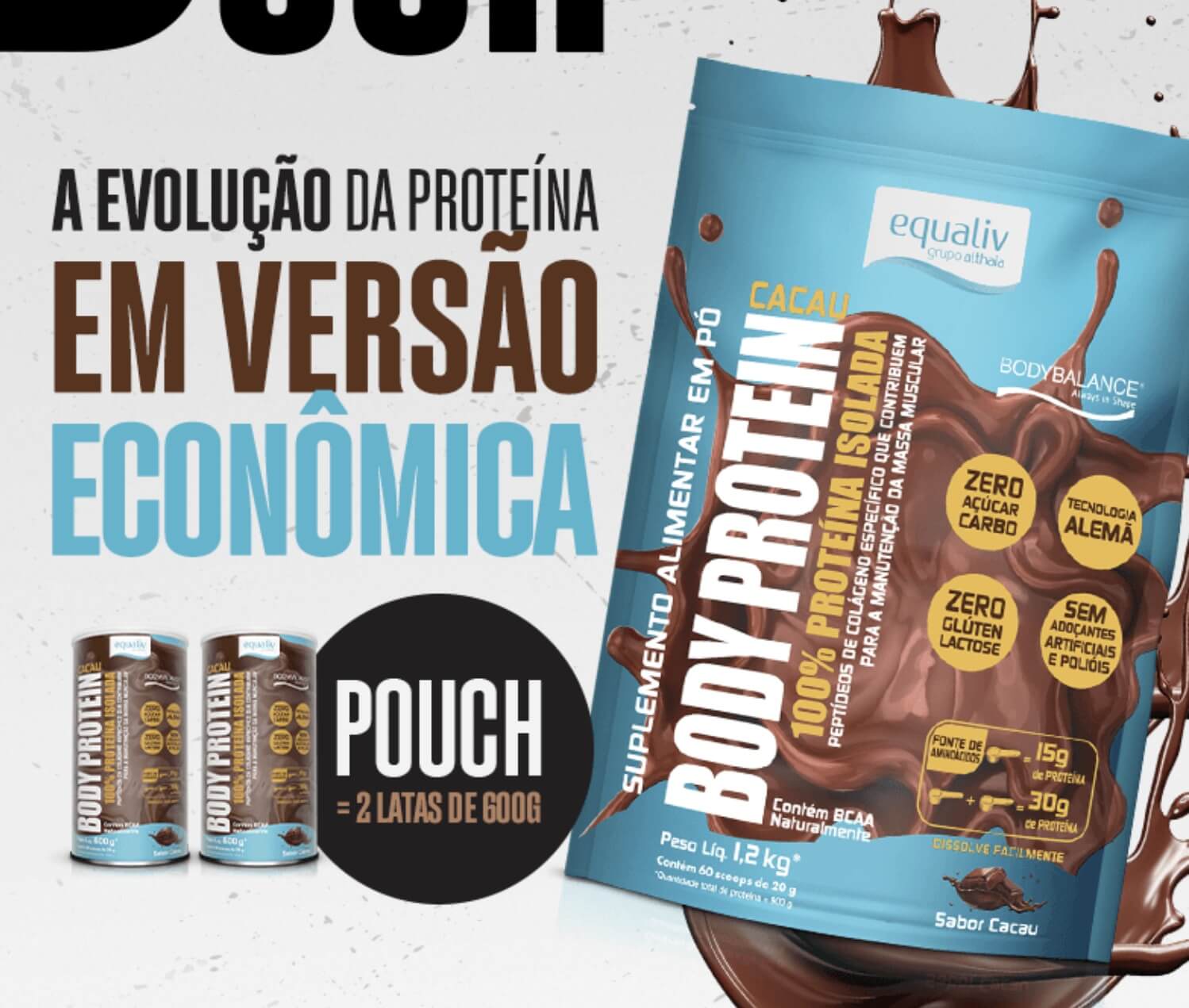 EQUALIV | Body Protein Sabor Cacau Pounch (1,2 Kg)
