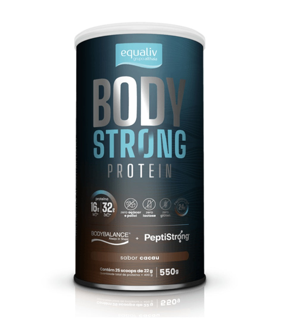 EQUALIV | Body Strong Protein Sabor Cacau - Colágeno com Peptstrong (550 gramas)