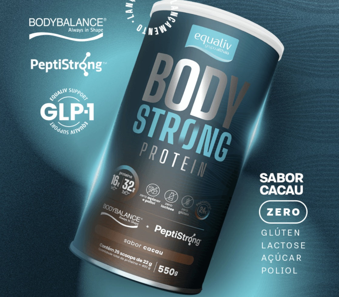 EQUALIV | Body Strong Protein Sabor Cacau - Colágeno com Peptstrong (550 gramas)
