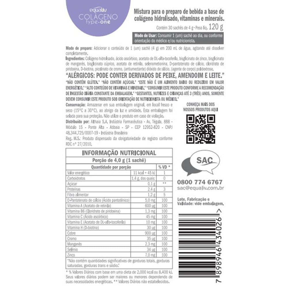 EQUALIV | Colágeno Type I com Verisol (30 Sachês)