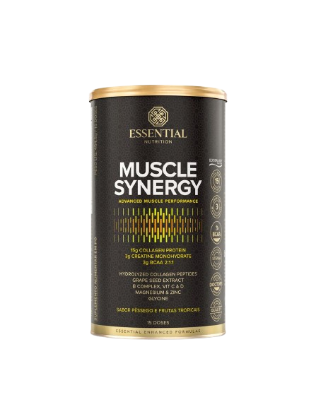 ESSENTIAL | Muscle Synergy - Colágeno com Creatina e BCAA Sabor Pêssego e Frutas (454 gramas)