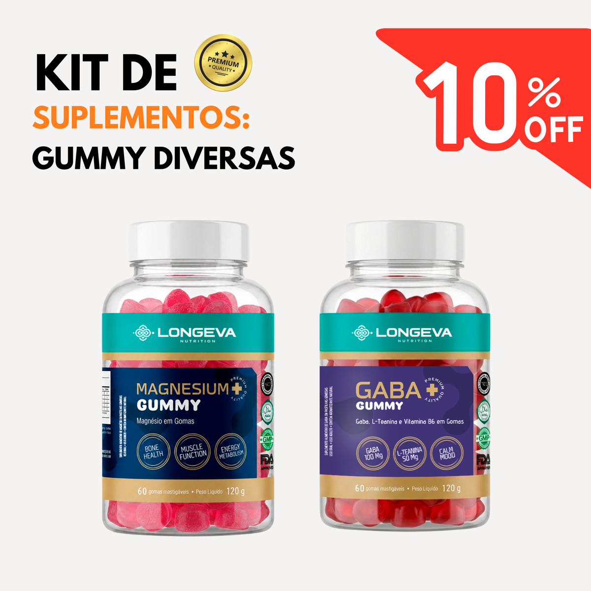 Kit Longeva com Gaba Gummy e Magnésio Gummy