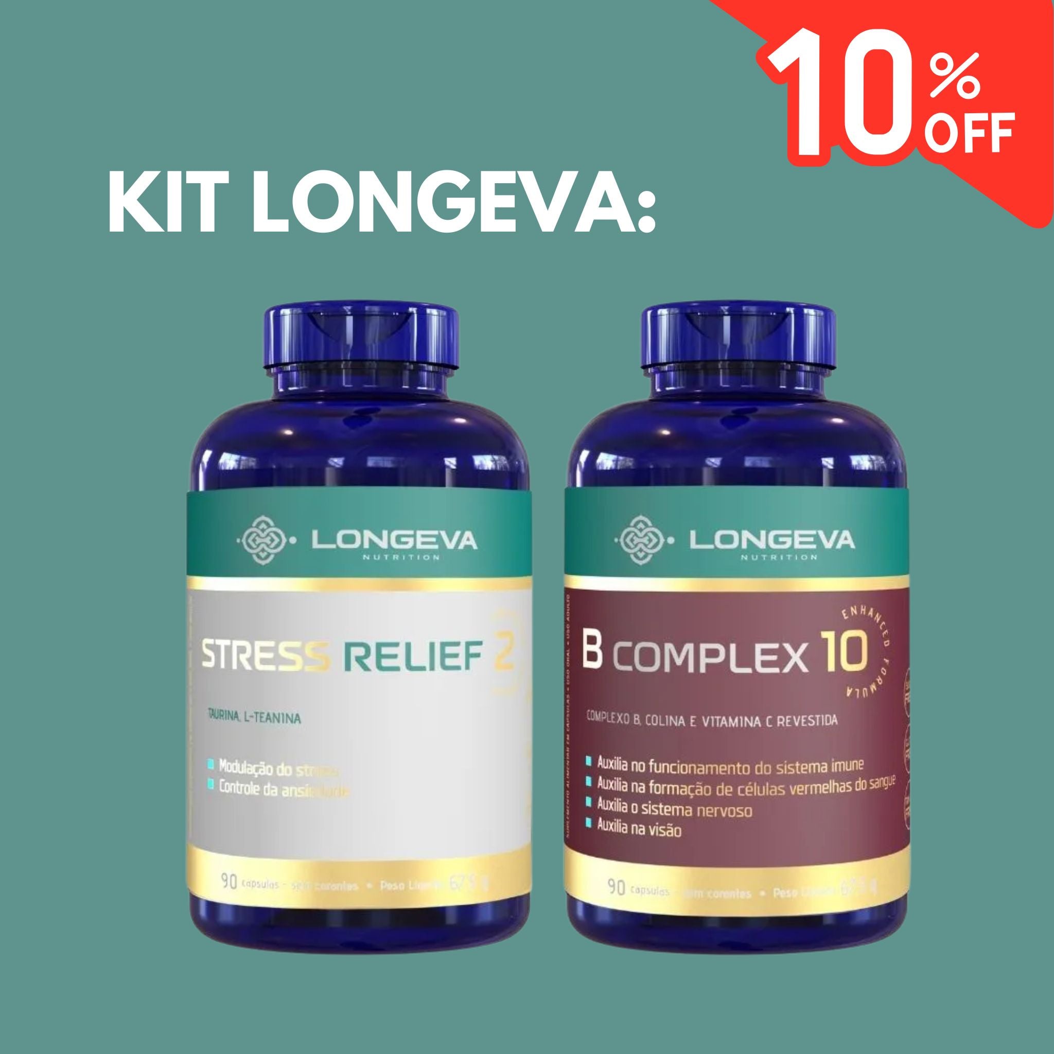 Kit Longeva: 1 Stress Relief + 1 Complexo B