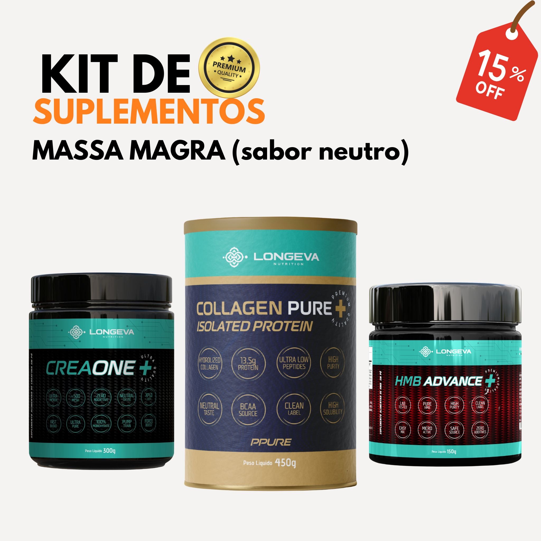 Kit Massa Magra Mulher 40+ (Neutro) - Receba Brinde: Caneca de Inox