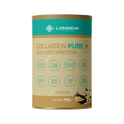 LONGEVA | Collagen Pure em Peptídeos Sabor Baunilha (440 Gramas) - Proteína de Colágeno