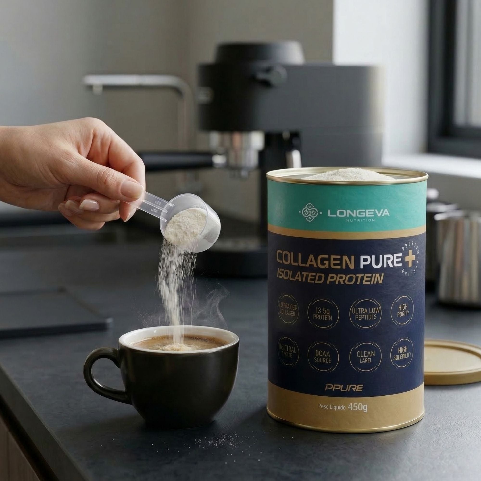 LONGEVA | Collagen Pure em Peptídeos Sabor Neutro (450 Gramas) - Proteína de Colágeno