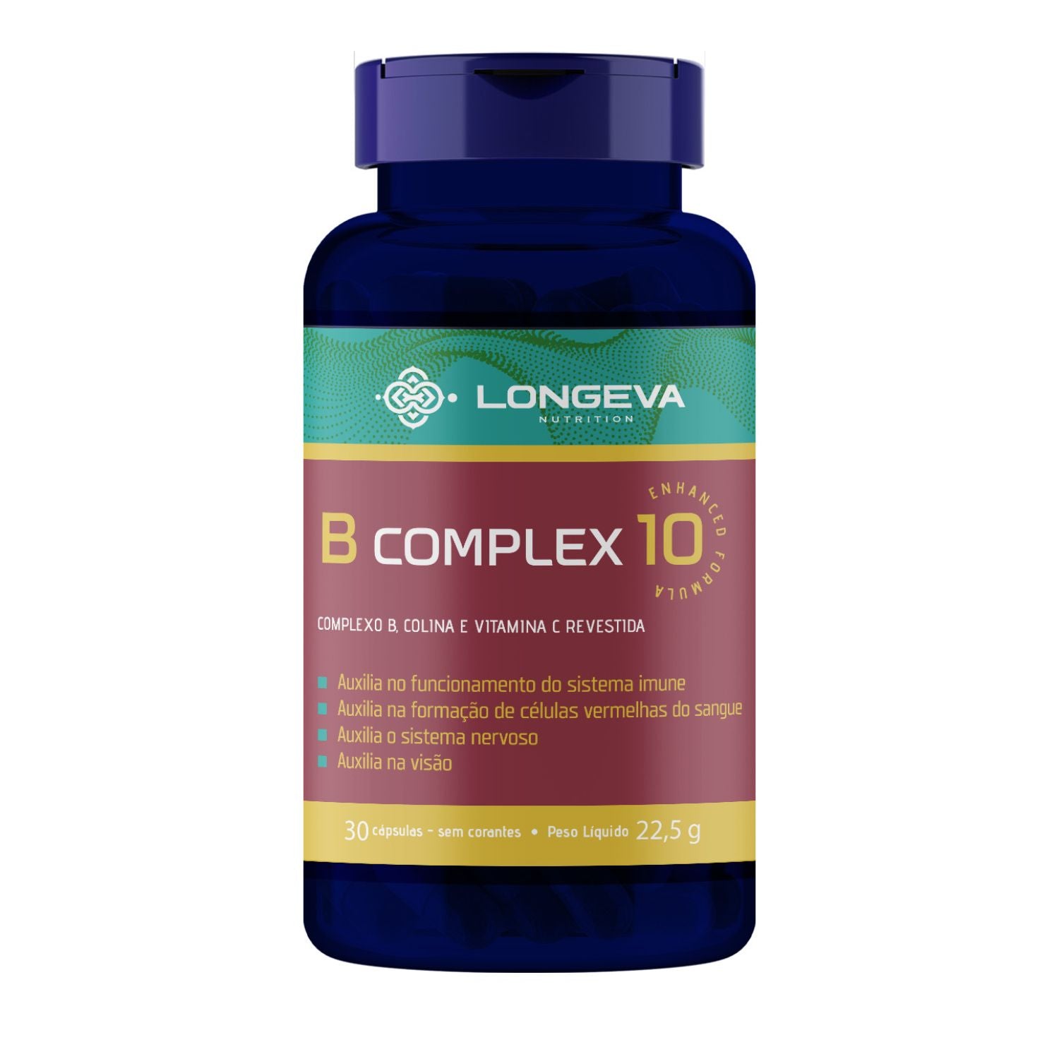 LONGEVA | Complexo B com Colina e Vitamina C - Metabolismo e Saúde Cerebral (30 Cápsulas)