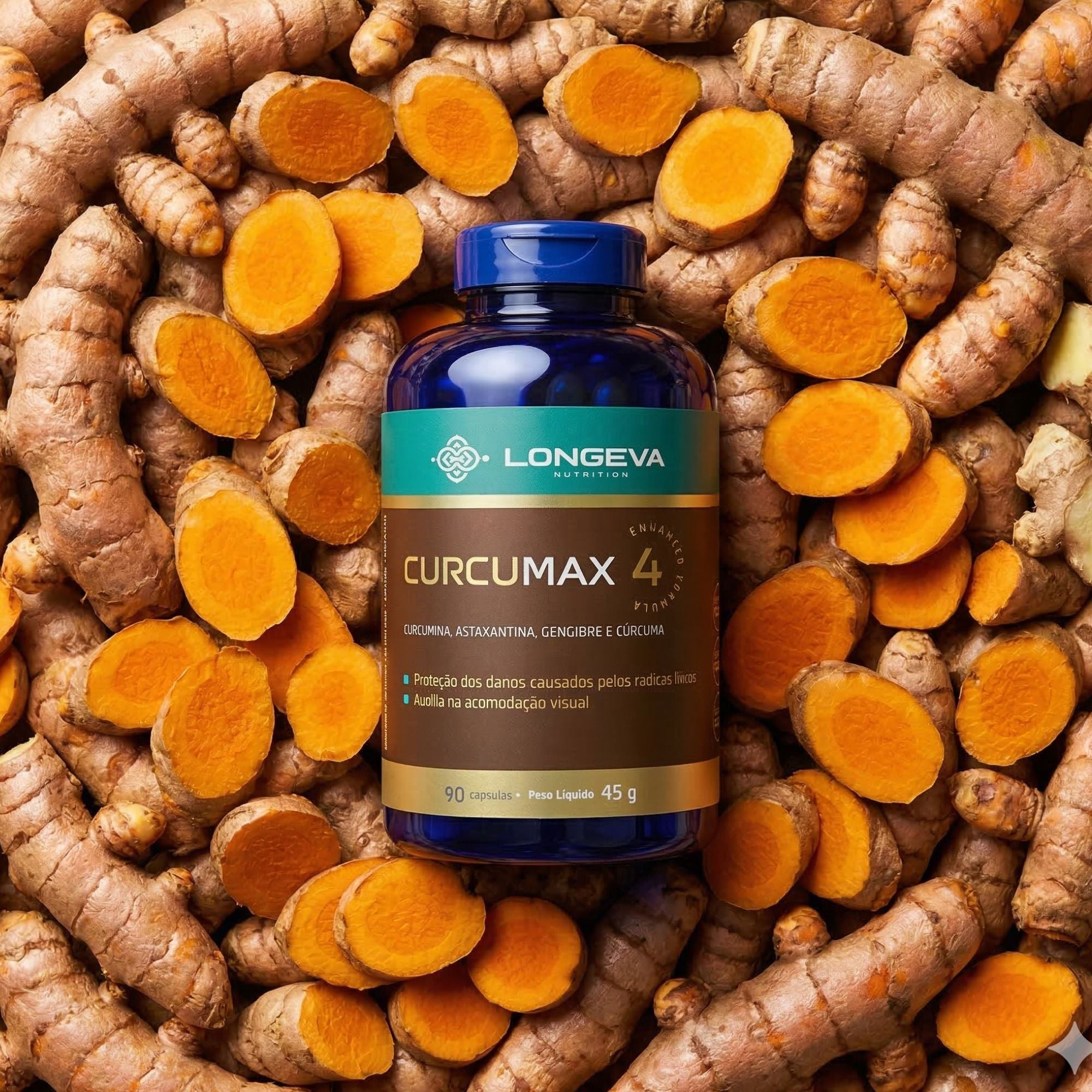 LONGEVA | Curcumax - Curcumina com Astaxantina - Anti-Inflamatório e Antioxidante - Rende 3 meses de uso