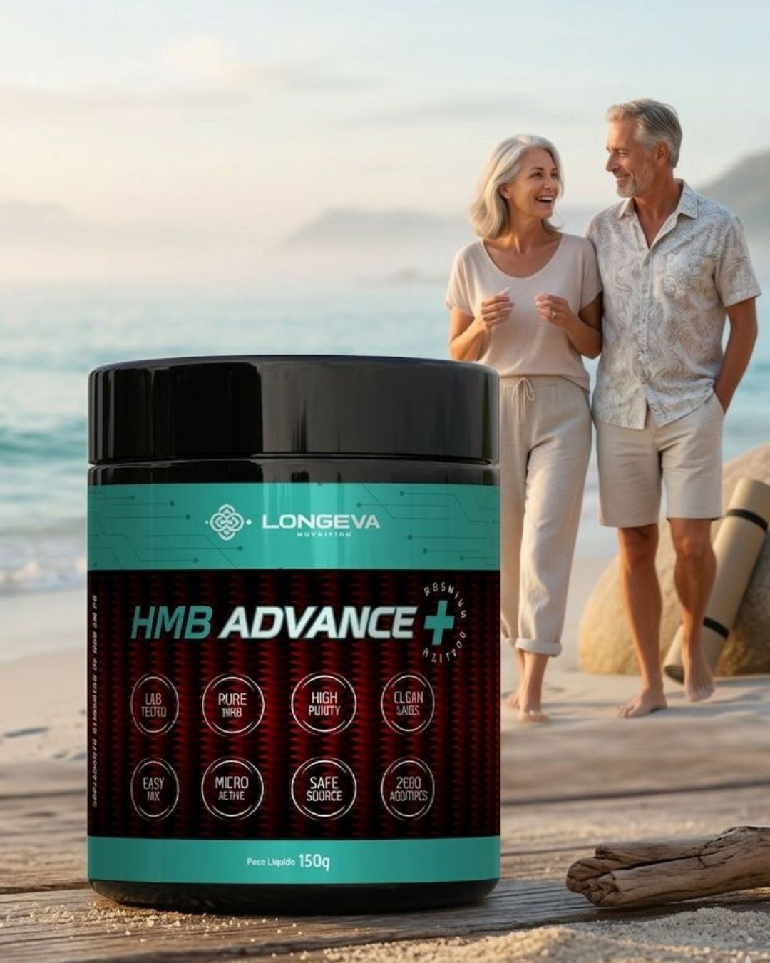 LONGEVA | HMB Advance Sem Sabor com 50 Doses (150 Gramas) - Manutenção da Massa Muscular