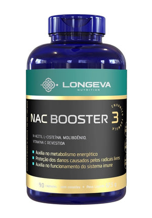 LONGEVA | NAC Booster com Molibdenio - Saúde do Fígado e Imunidade (90 Cápsulas) - Rende 3 meses de uso