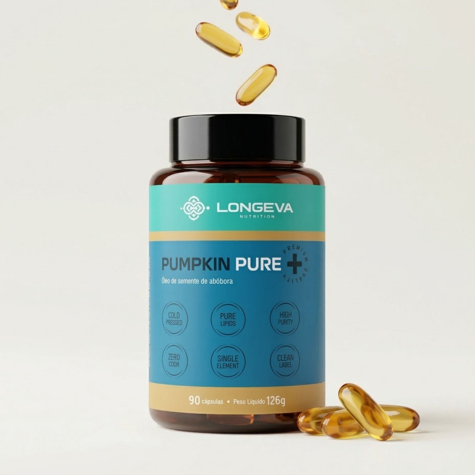 Pumpkin Pure - Óleo de Abóbora Prensado a Frio (90 Cápsulas) - Saúde dos Cabelos