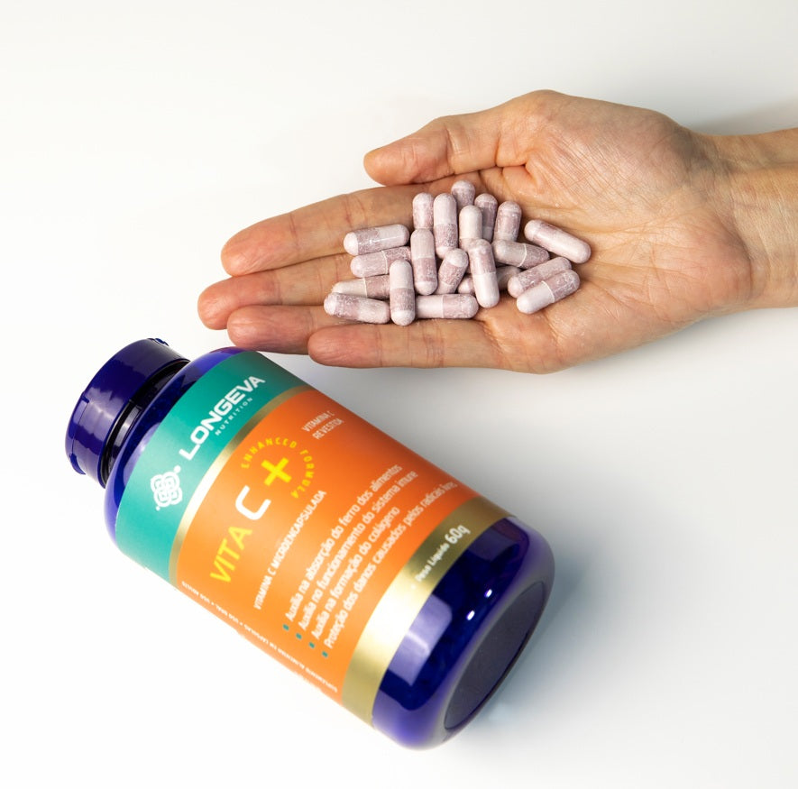 LONGEVA | Vitamina C Micronizada e Microencapsulada (120 Cápsulas) - Rende 2 meses de uso