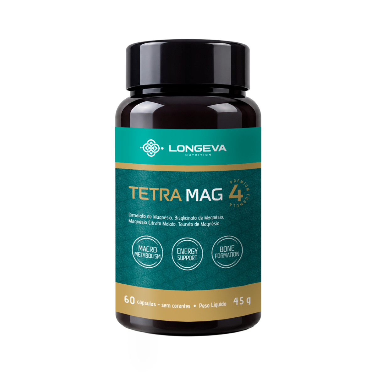LONGEVA | Tetra Magnésio 4 em 1 - Fórmula Completa e Biodisponível (60 Cápsulas)