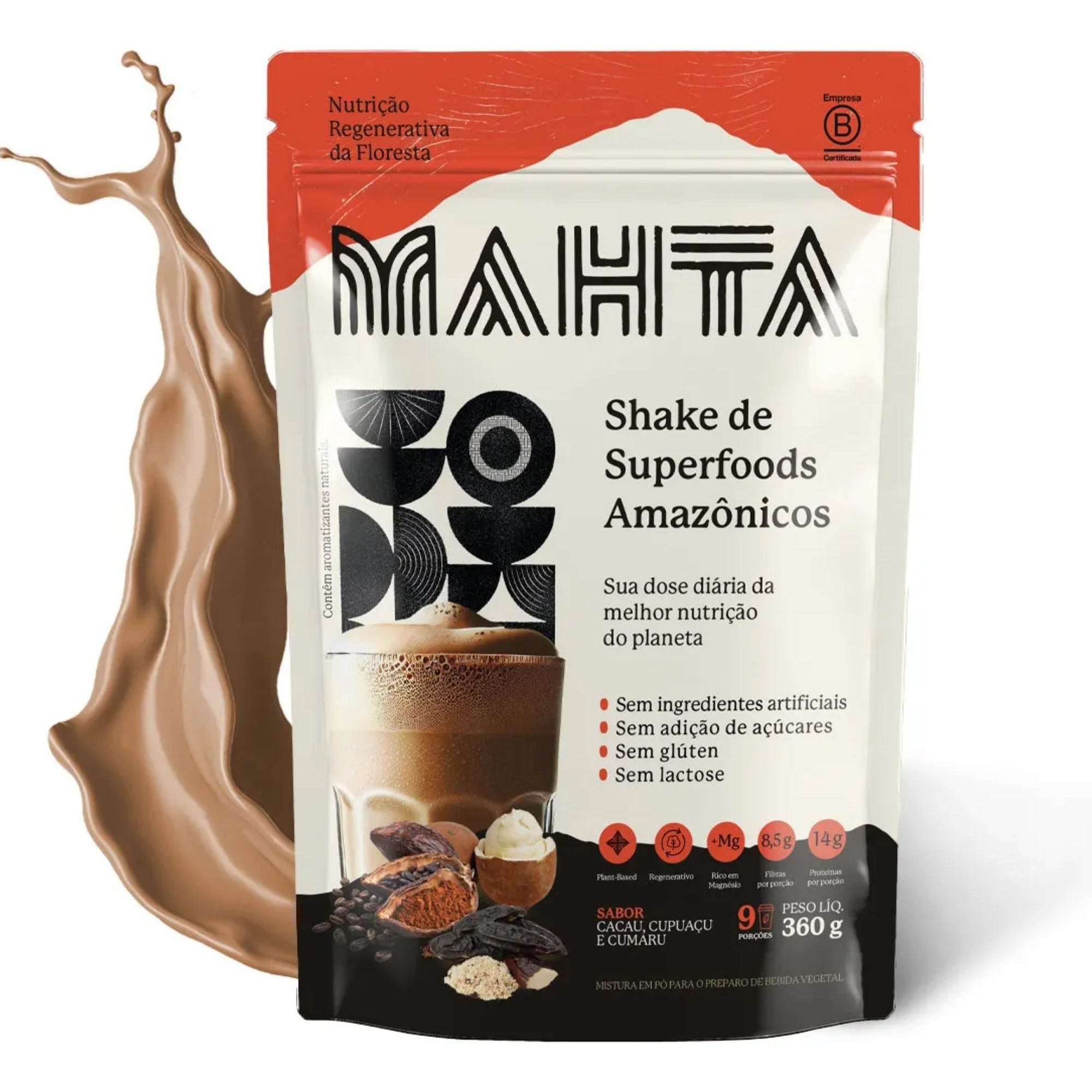 MAHTA | Shake de Superfoods da Amazônia em Pó Sabor Cacau Selvagem (360 Gramas)