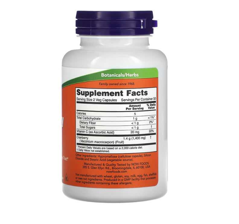 NOW FOODS | Cranberry em Cápsulas (100 Cápsulas)