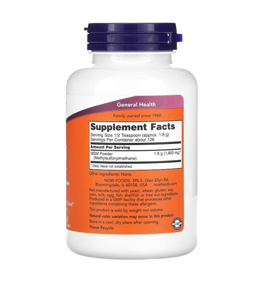 NOW FOODS | MSM Metilsulfonilmetano em Pó (227 Gramas)