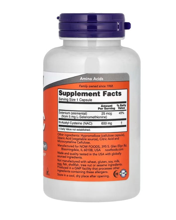 NOW FOODS | NAC 600 mg com Selênio (100 capsulas)