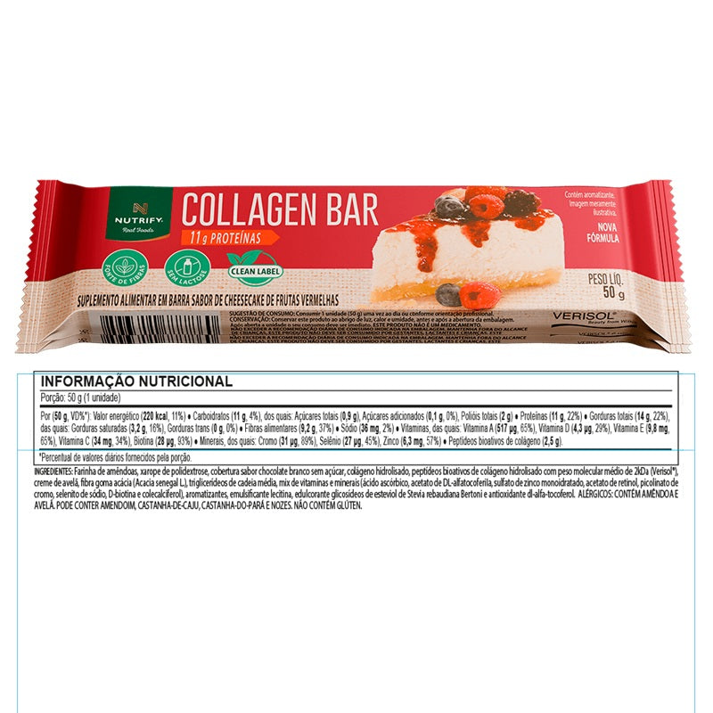 NUTRIFY | Collagen Bar Sabor Cheesecake de Frutas Vermelhas (50 gramas)