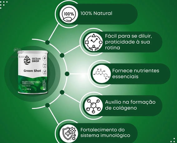 OCEAN DROP | Green Shot em Pó 30 Doses (180 gramas)