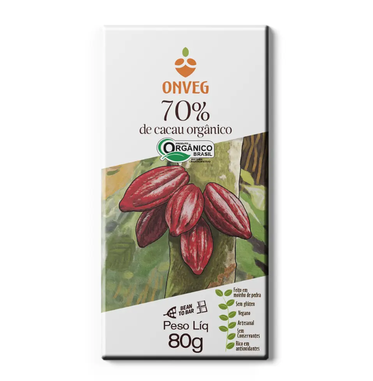 ONVEG | Chocolate Orgânico 70% (80 gramas)