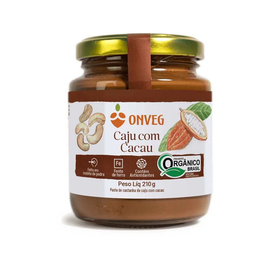 ONVEG | Pasta de Castanha de Caju com Cacau Orgânica (210 Gramas)