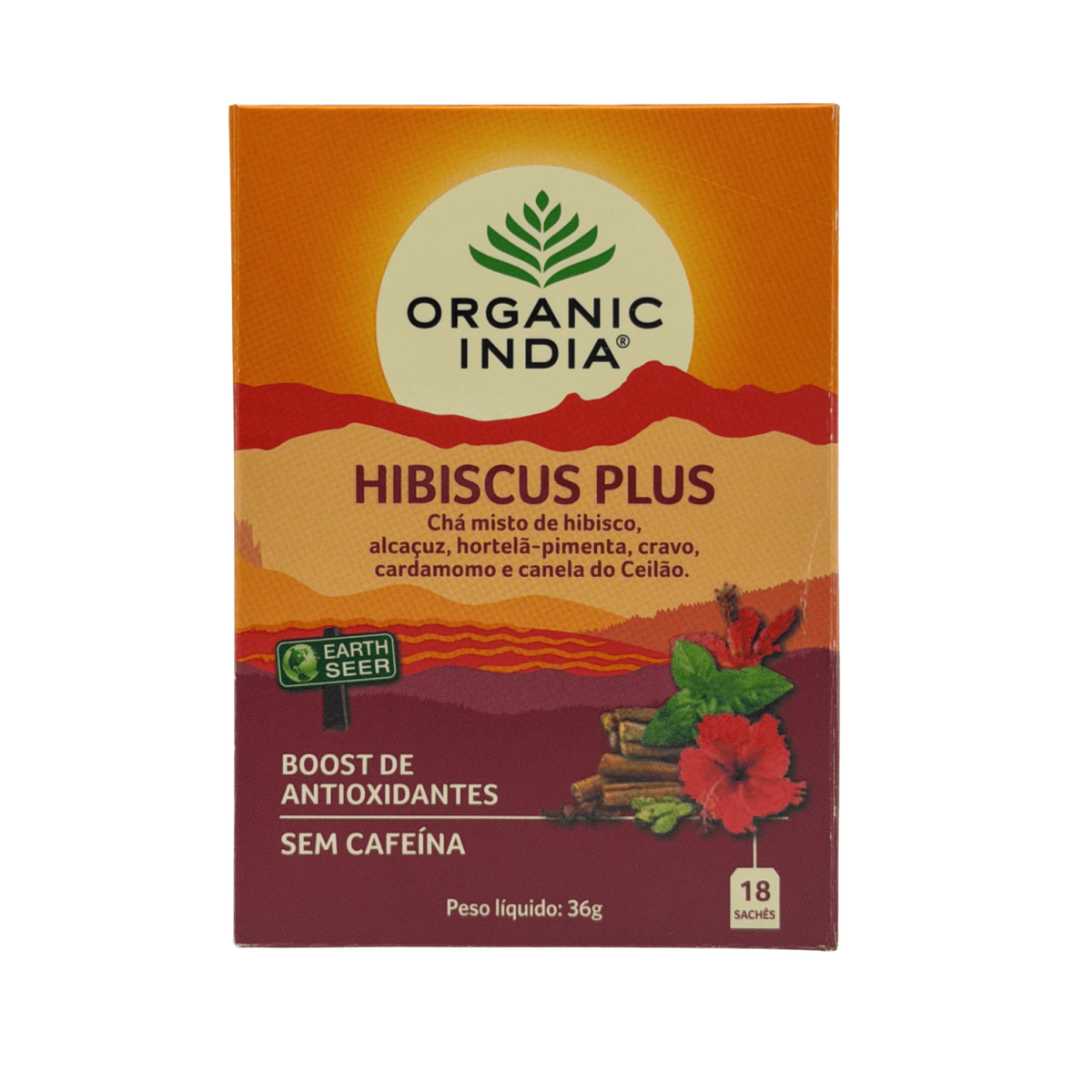 ORGANIC INDIA | Cha Hibiscus Plus (18 Sachês)