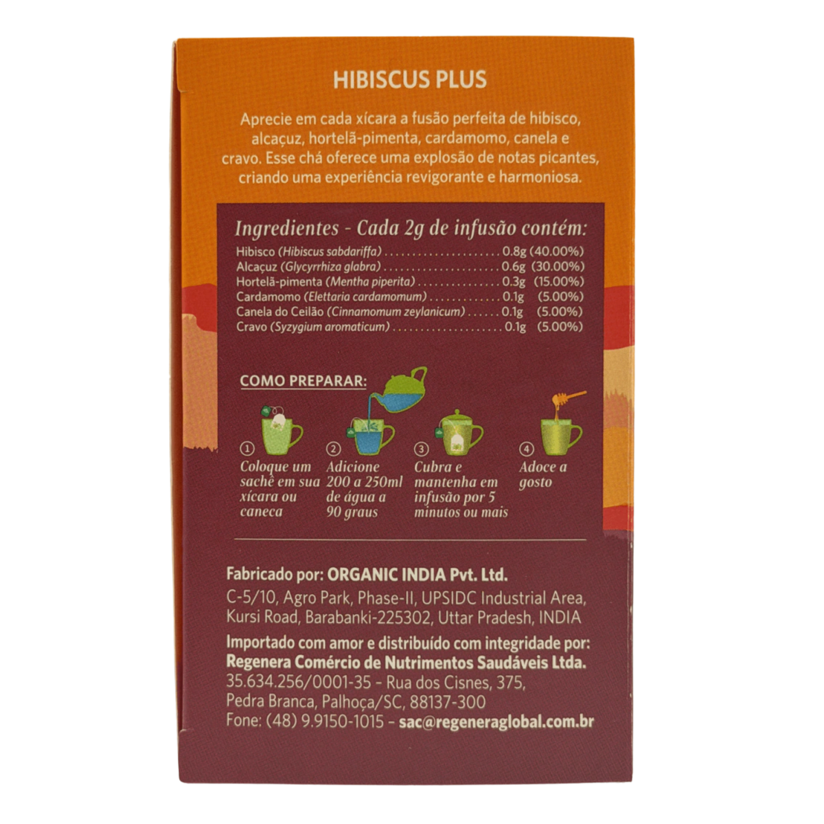 ORGANIC INDIA | Cha Hibiscus Plus (18 Sachês)