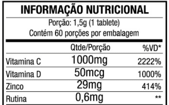 PERFORMANCE | Vitamina C + Vitamina D3 + Zinco (60 Comprimidos)
