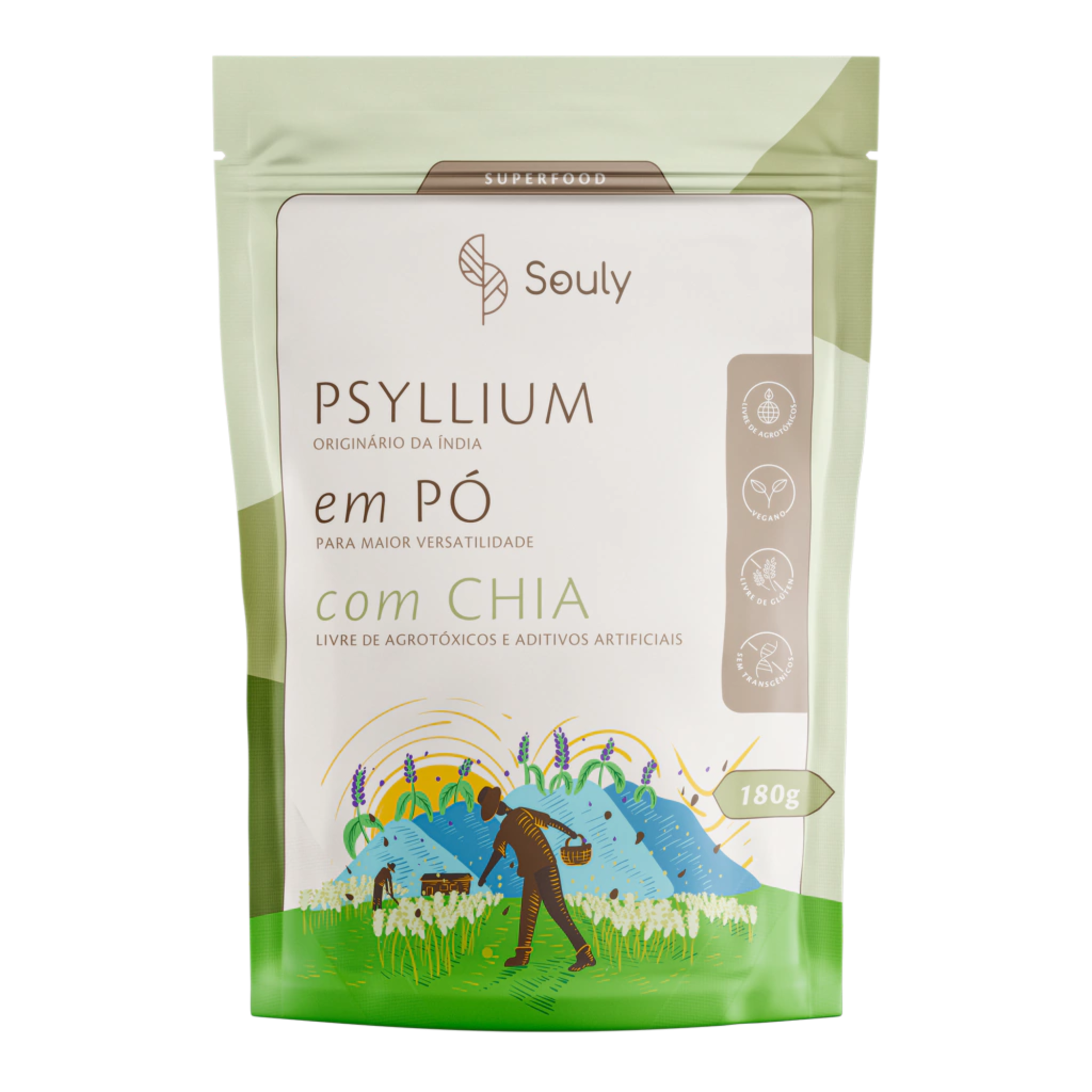 SOULY | Psyllium em pó com Chia (180 Gramas)
