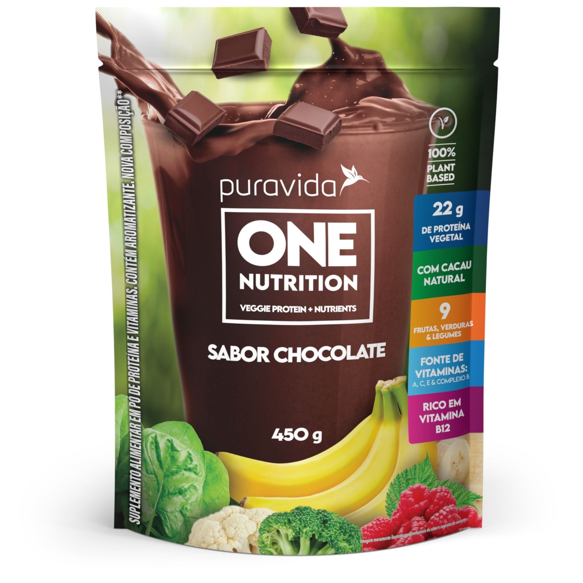PURAVIDA | Proteína Vegana One Vegan Sabor Chocolate (450 Gramas)