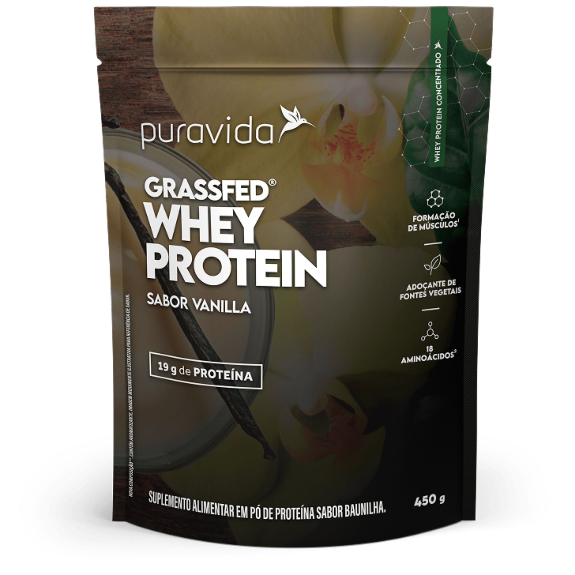 PURAVIDA | Whey Grassfed Sabor Vanilla (450 Gramas)