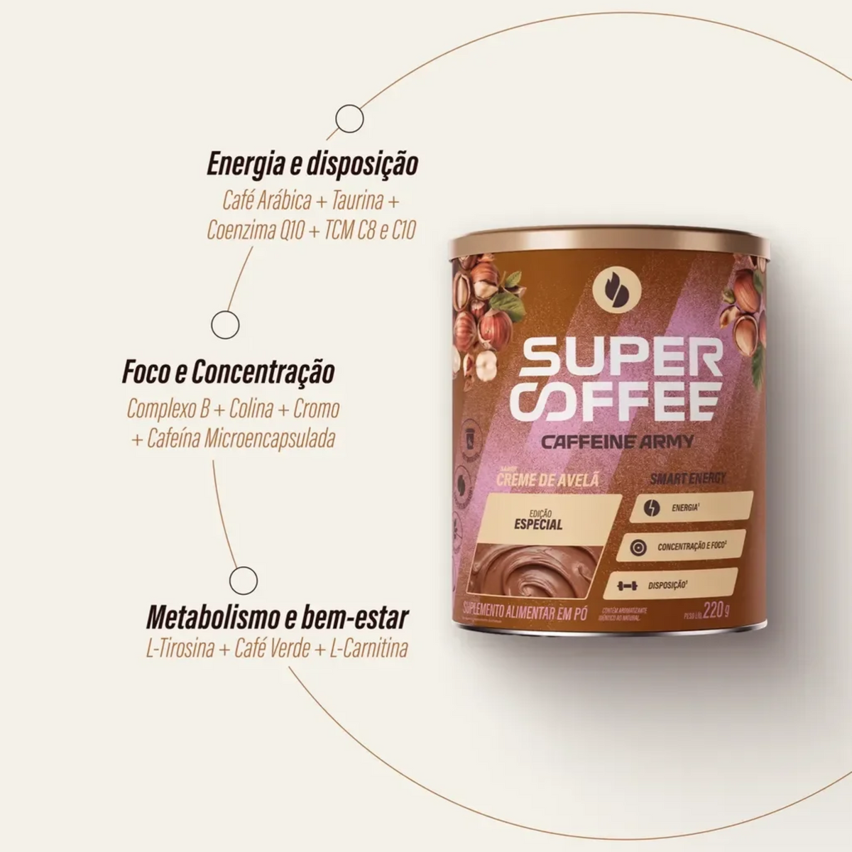 SUPERCOFFEE | Sabor Creme de Avelã (220 gramas)