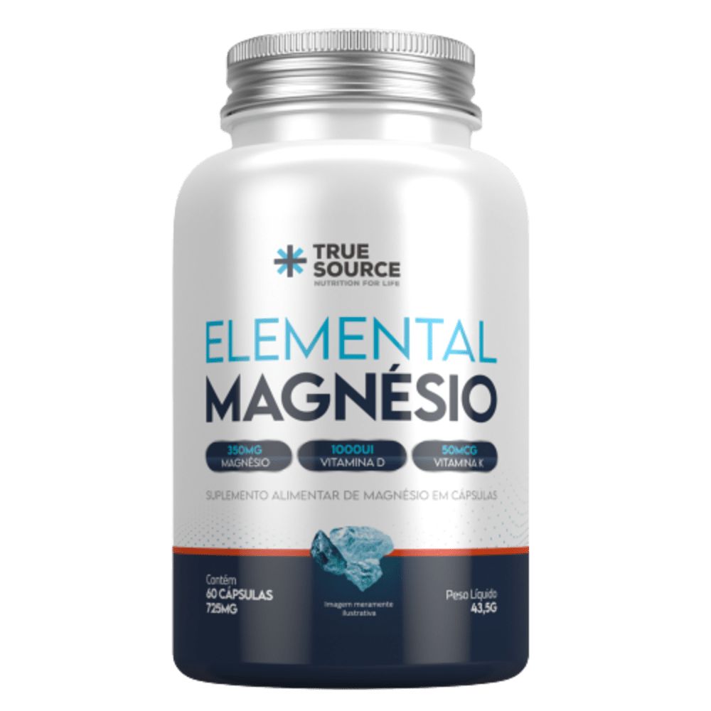 TRUE SOURCE | Elemental Magnésio com K2 e D3 (60 Cápsulas)