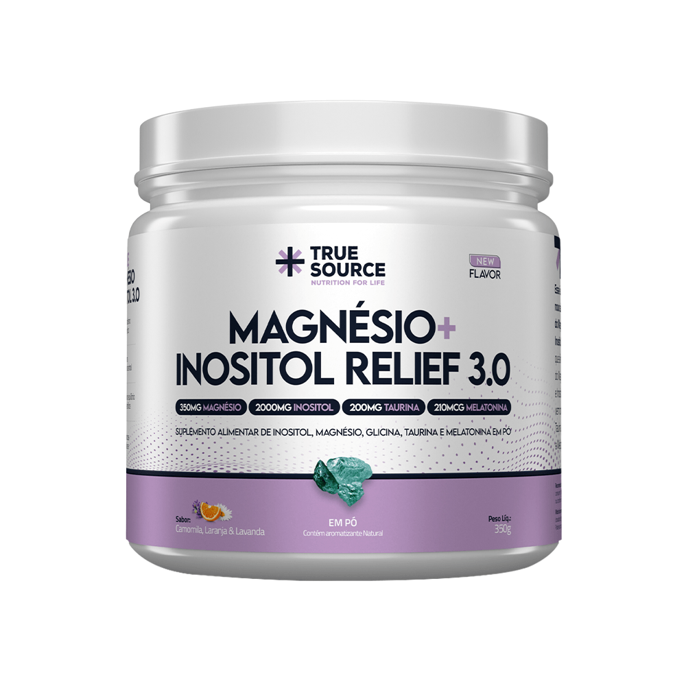 TRUE SOURCE | Magnésio Inositol Relief 3.0 com Melatonina Sabor Lavanda com Camomila (350 gramas)